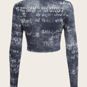 American Retro Spice Tie-dye Hollow-out Long-sleeved T-shirt