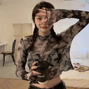 Tie-Dye Long Sleeve Cropped T-Shirt